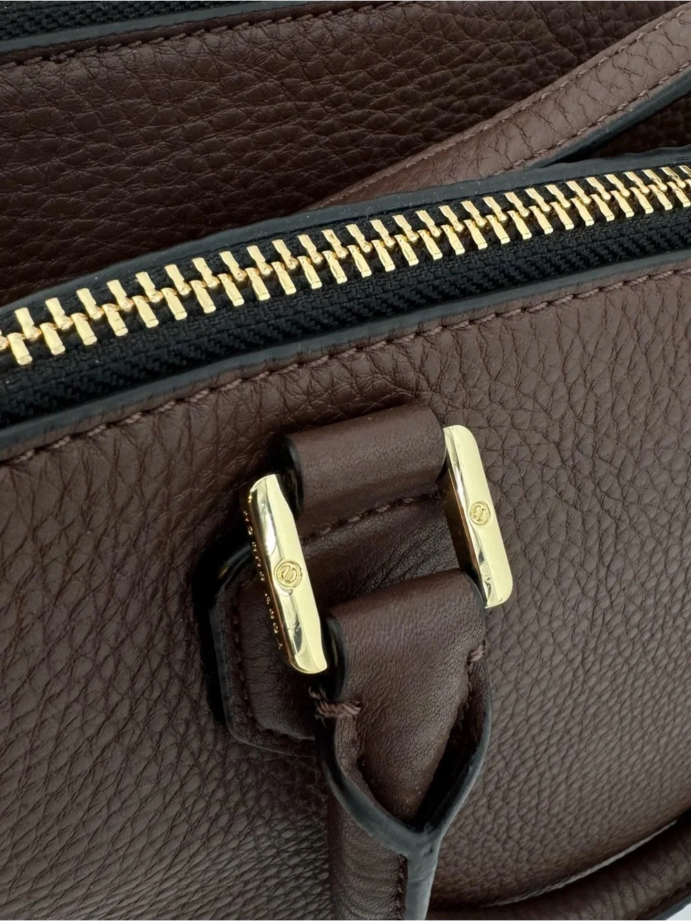 Tory Burch Robinson Pebbled Leather Triple Compartment Choco Brown Bag